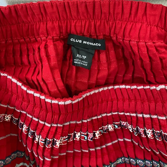 Club Monaco Olla Pleated Embroidered Skirt - Red - Picture 4 of 6